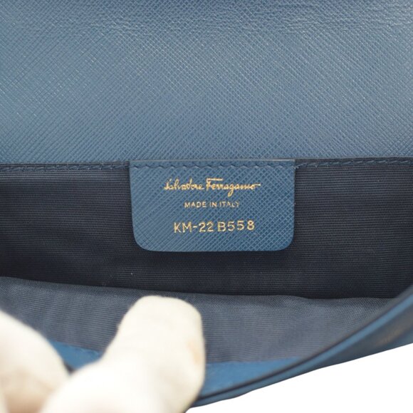 Salvatore Ferragamo Vara Bow Chain Shoulder Bag – Blue Saffiano Leather - Picture 14 of 15